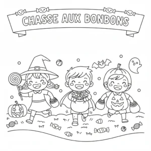 coloriage Chasse aux Bonbons et découpage à imprimer