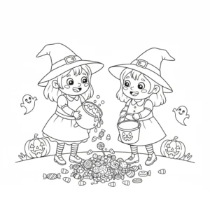 coloriage Chasse aux Bonbons educatif pour enfant
