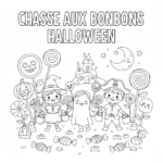 coloriage Chasse aux Bonbons pour enfants à imprimer