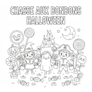 coloriage Chasse aux Bonbons pour enfants à imprimer