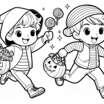 coloriage Chasse aux Bonbons a imprimer pour enfant de 4 ans