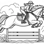 coloriage Cheval qui saute à imprimer pour enfant de 6 ans