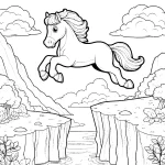 coloriage Cheval qui saute pour enfant de 7 ans