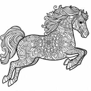 coloriage Cheval qui saute pour enfants a imprimer gratuit
