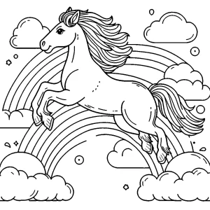 coloriage Cheval qui saute et decoupage a imprimer gratuit