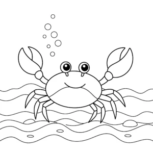 coloriage Crabe dans l’océan de pour enfants