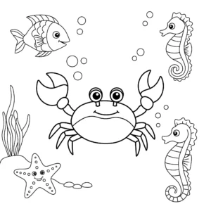coloriage Crabe et ses amis et dessin a imprimer