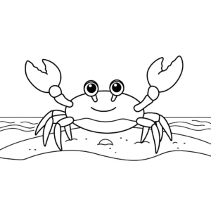 coloriage Crabe sur la plage à imprimer pour enfant de 2 ans