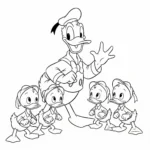 coloriage Donald et ses neveux pour enfant de 8 ans
