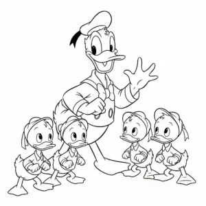 coloriage Donald et ses neveux pour enfant de 8 ans