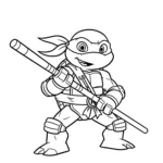 coloriage Donatello et son Bâton Bō] pour enfant