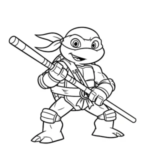 coloriage Donatello et son Bâton Bō] pour enfant