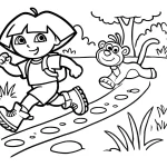 coloriage Dora à imprimer kawaii