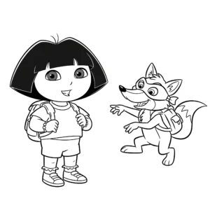 coloriage Dora et Chipeur le renard à imprimer pour enfant de 8 ans