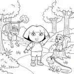 imprimer coloriage Dora et les amis de la forêt pour enfant