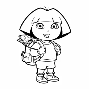 coloriage Dora et son sac à dos à imprimer a4