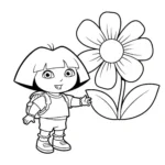coloriage Dora et une fleur pour enfants à imprimer