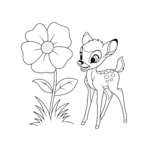 coloriage Fleur et Bambi a dessiner en ligne
