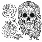 coloriage Jour des morts à imprimer kawaii