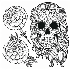 coloriage Jour des morts à imprimer kawaii
