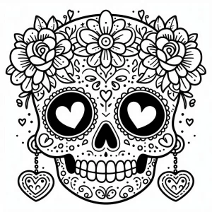 coloriage Jour des morts à imprimer kawaii