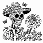 coloriage Jour des morts à imprimer kawaii