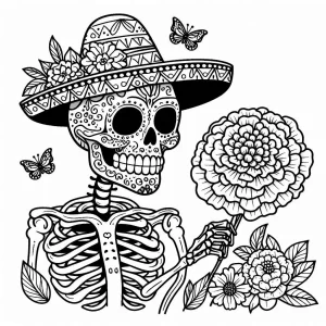 coloriage Jour des morts à imprimer kawaii