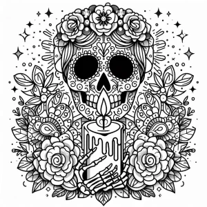 coloriage Jour des morts pour enfant de 8 ans