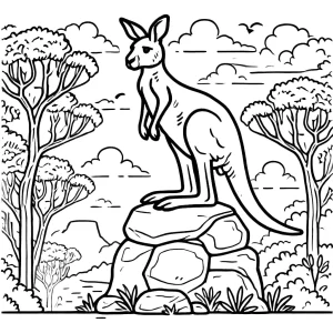 coloriage Kangourou educatif pour enfant