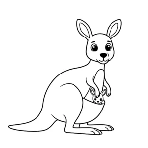 a imprimer coloriage Kangourou avec une poche gratuit