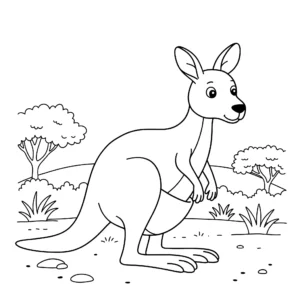 coloriage Kangourou dans l’Outback à imprimer kawaii