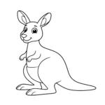 coloriage Kangourou de dessin animé à imprimer pour enfant de 3 ans