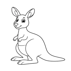 coloriage Kangourou de dessin animé à imprimer pour enfant de 3 ans