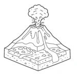 coloriage La coupe d’un volcan gratuit a imprimer