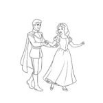 coloriage Le prince charmant et Blanche Neige dansant et découpage à imprimer