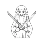 coloriage Leonardo avec ses Katanas Croisés pour enfant de 5 ans