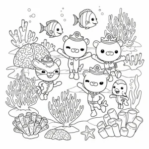 coloriage Les Octonautes et le corail pour enfant de 4 ans