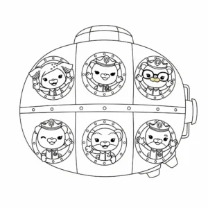 coloriage Les Octonauts saluant depuis l’Octocapsule à imprimer
