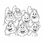coloriage Les sept nains souriants educatif pour enfant