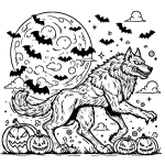 coloriage Loup garou et apprentissage
