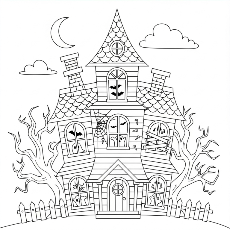 Tranh tô màu Maison Hantée