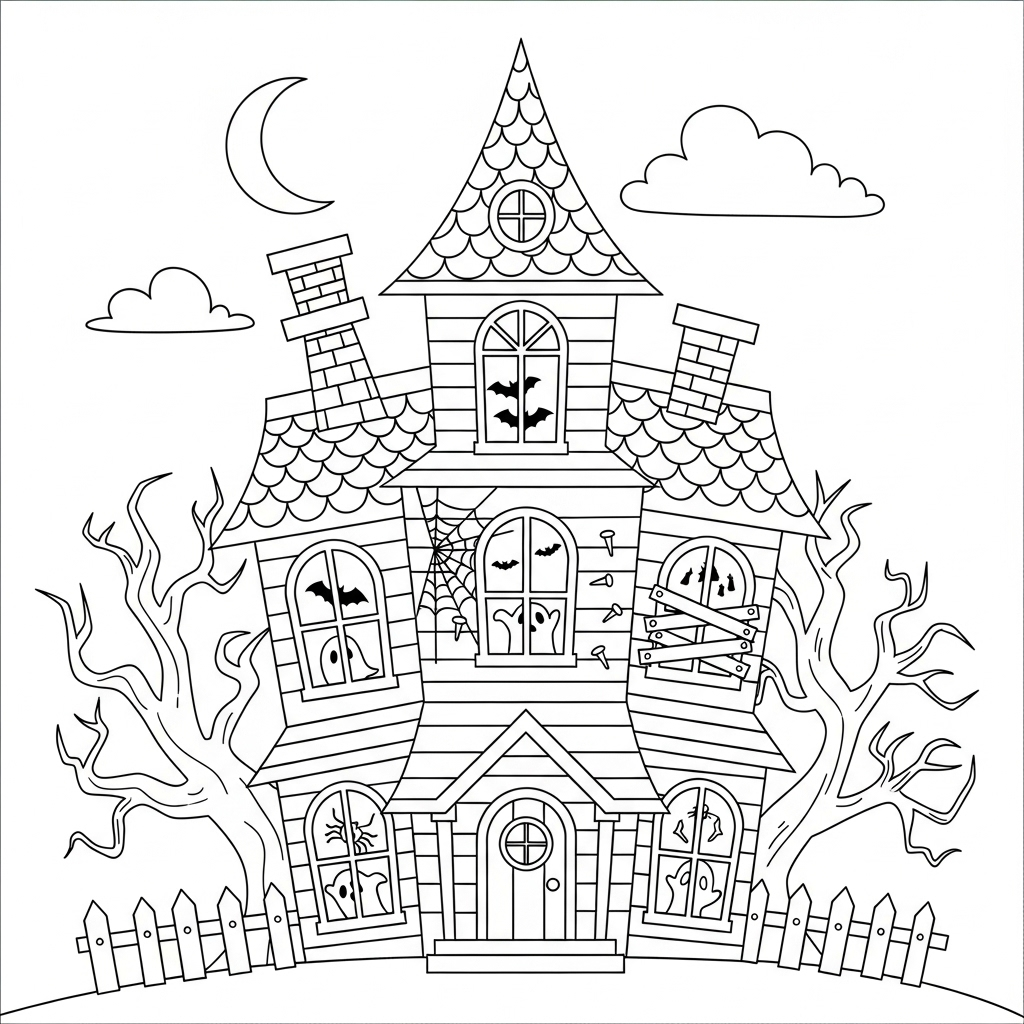 Tranh tô màu Maison Hantée