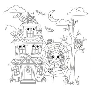 image de coloriage Maison Hantée updated pour enfant