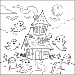 coloriage Maison Hantée updated à imprimer pour enfant de 4 ans