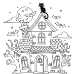 coloriage Maison Hantée updated à imprimer gratuit