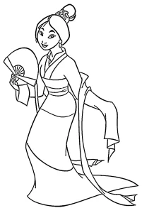 coloriage Mulan et découpage à imprimer