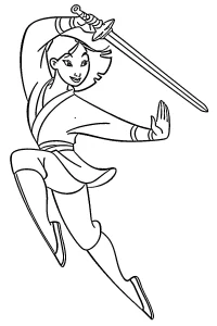 coloriage Mulan et decoupage