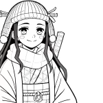 coloriage Nezuko à imprimer pour enfant de 10 ans