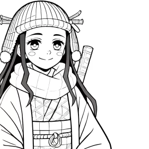 coloriage Nezuko à imprimer pour enfant de 10 ans