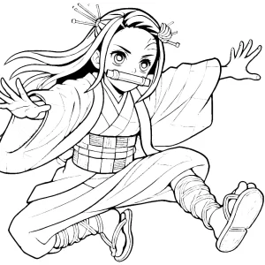 coloriage Nezuko educatif pour enfant